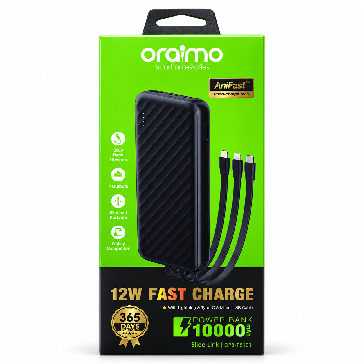oraimo Slice Link 10000mAh 12W Power Bank OPB-P5101 view 1